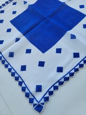 Vintage Ladies Hankie Blue Square Pattern 17 Inch