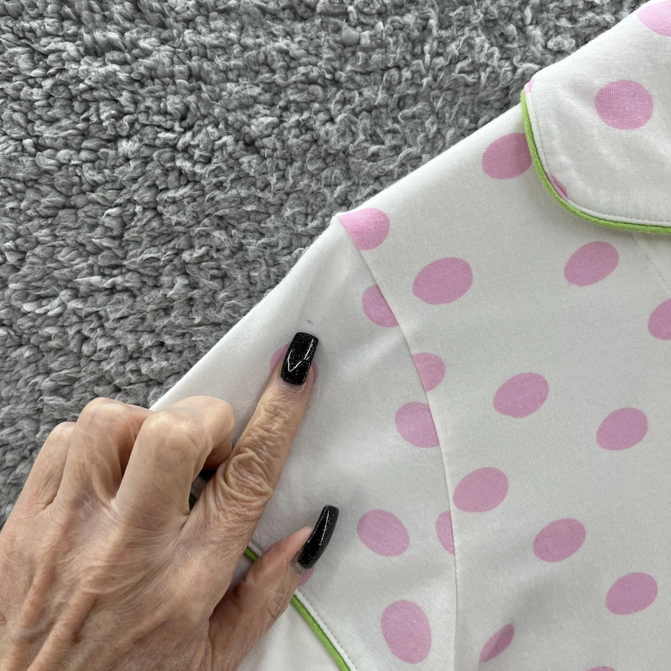 Conjunto de pijama feminino The Cats médio branco rosa bolinhas top calça roupa de dormir lounge - Imagem 4 de 4