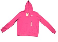 -NEW- M Women s Nike Sportswear Club Fleece Fuchsia/White DQ5775-518 Logo Hoodie