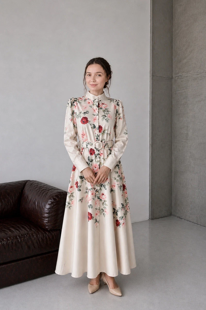 Cotton Long Sleeve Long Floral Maxi Dresses for Women for sale | eBay