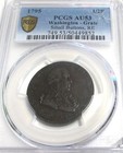1795 Washington-Grate Small Buttons, Re Copper Us Colonial Half Penny Pcgs Au53