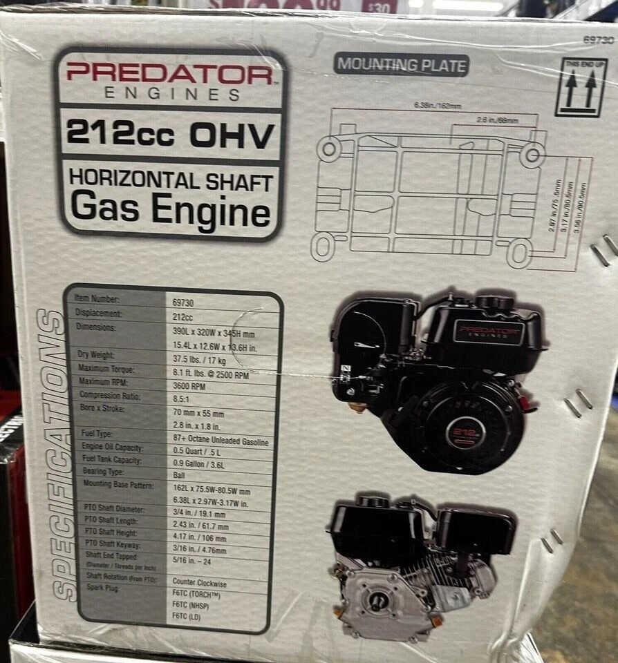 6.5 HP 212cc OHV Horizontal Shaft Gas Engine EPA Recoil Cement Mixers Compressor