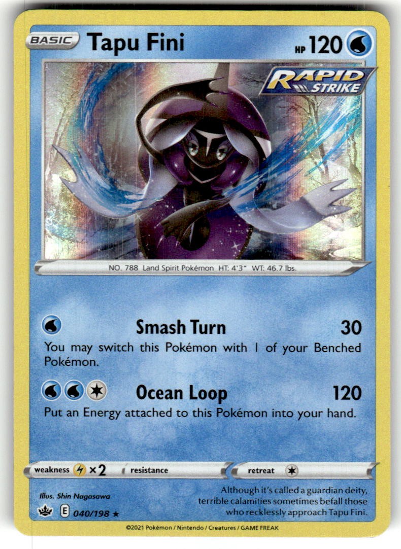 Tapu Fini 040/198 Holo Rare Chilling Reign Pokemon Holo Lightly Played