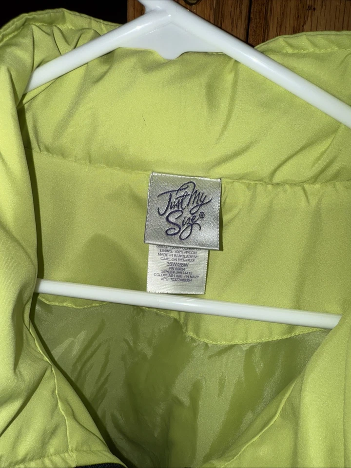 Cuello con capucha JMS Just My Size para mujer talla grande 3X 26W/28W media cremallera verde lima usado en excelente estado Foto 3 de 4