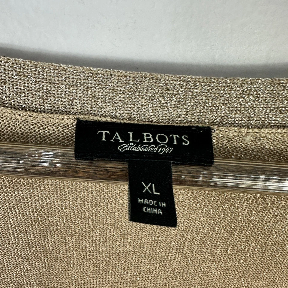 Talbots Cardigan XL Gold Shimmer Metallic Quiet Luxury Minimalist Evening Chic - Image 2 of 4