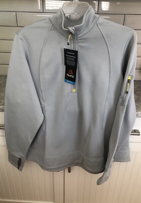 Lands End Womens 1/4 Zip Up Polartec Fleece Pullover Gray/ Yellow  2X Plus NWT
