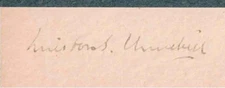 Winston S Churchill signature cutting from a book page.