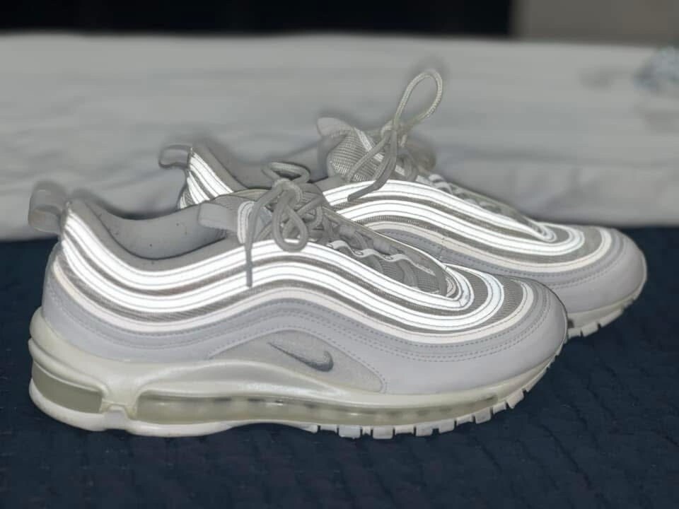 Women's 10 Men's 8.5 Nike Air Max 97 Triple White Wolf Gray