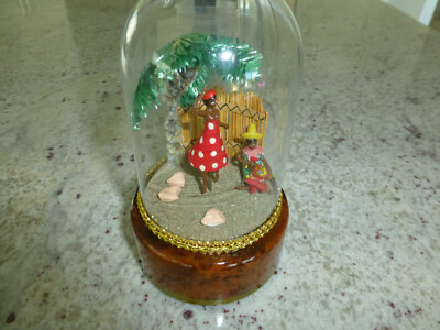 Vintage Swiss Reuge Dancing Ballerina ''tropical island'' Music Box