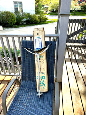 SPECTATOR SEAT STICK CHROME WITH LEATHER SEAT ADJUSTABLE HEIGHTS VINTAGE IN BOX