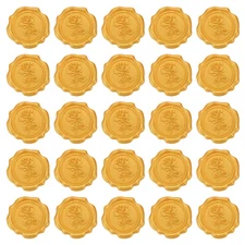 Wax Seal Stickers, 25 Pcs Self Adhesive Rose Sticker, Gold Tone