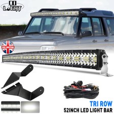 3-Row 52'' Curved Led Light Bar+Brackets+Wire Fit For Land Rover Discovery 1 & 2