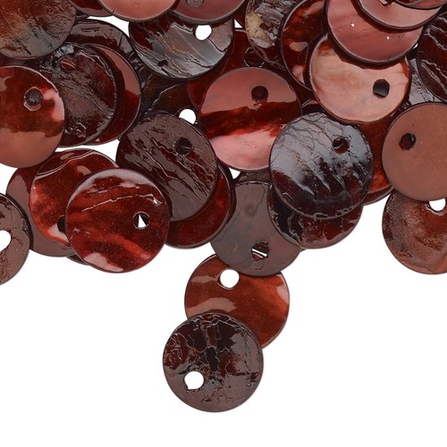100 Dark Brown Mussel Shell 10mm (0.39") Round Coin Drop Charms with 1mm Hole * - Picture 3 of 5