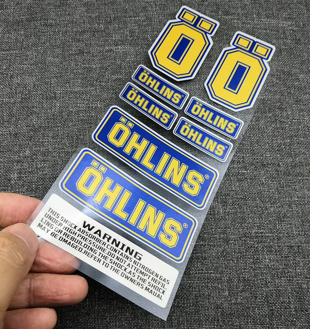 Ohlins Fork Shock Stickers Set – Laminated Vinyl Decals For Aprilia, Ducati, Kawasaki, Motorcycles