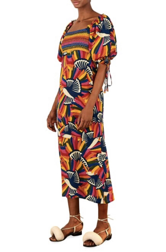 chinese dress ladies Black And White Embroidered Toucan Euroflax™ Premium Linen Sleeveless Maxi  Dress main image 0