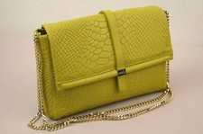 Ripani 5774 Green Croc Embossed Leather Crossbody Shoulder Bag Made In Italy