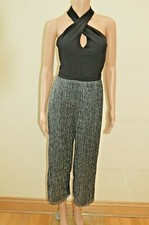 New Lipsy Black Silver Halterneck Culottes Jumpsuit Sz UK 8 14 reg petite tall 