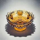 Vintage Fenton Amber Glass Pedestal Hobnail Centerpiece Bowl 5 Candle Holder