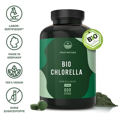 Bio Chlorella Tabletten, 600 Presslinge, TRUE NATURE 
