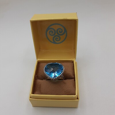 Sajen Himmelblau Doublet Quarz Herz Ring Platin über Sterlingsilber (10)