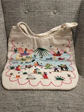 Hand Embroidered Canvas Tote Bag - Off-white. New without Tags.