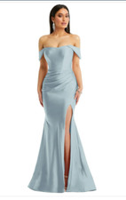 Cynthia  Sahar Womens Medium Blue Satin Corset Mermaid Evening Dress Gown CS101