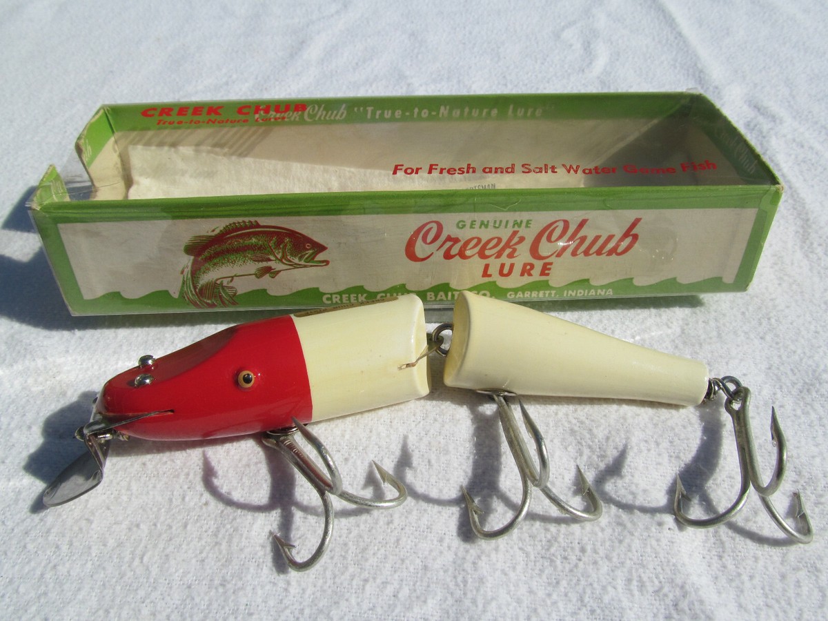 Creek Chub 3852 Beetle ホワイト c 1940 Creek Chub Beetle Fishing Lure Vintage Wood Fishing Lure