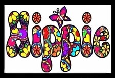 Hippie Groovy Lettering Butterfly Rainbow Flower Peace Make Love Not War MAGNET