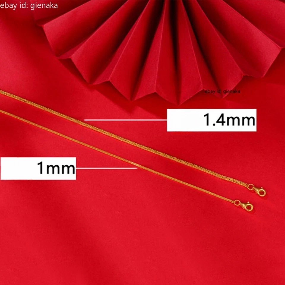 Pulsera de oro amarillo puro 999 24K delgada cadena de eslabones de trigo de 1 mm hombres mujeres 5,9-9,8" L Foto 2 de 4