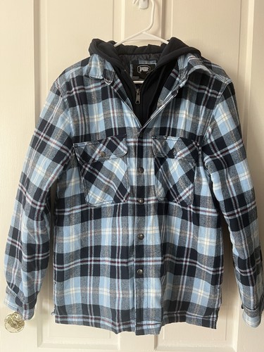berkley jensen fleece hooded flannel shirt