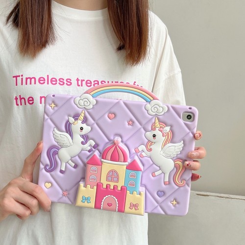 Unicorns Silicone Pad Case For iPad 7/8/9/10th Air4 10.2 10.9 With Castle Holder - Picture 6 of 14