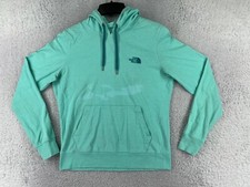 The North Face Sweater Womens Large Teal Hoodie Kangaroo Pocket Cotton Jersey