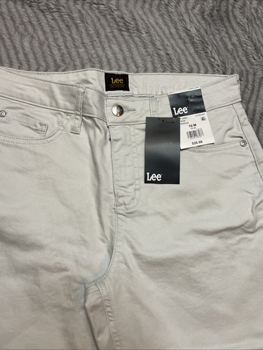 Lee Mid Rise Soft Grigio Taglia 10M.Ottimo Casual Capri Nuovo Con Etichette Donna - Foto 2 di 4
