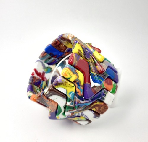 Sobral Geometria Pollock Multicolor Beads Artist Made Stretch Bracelet