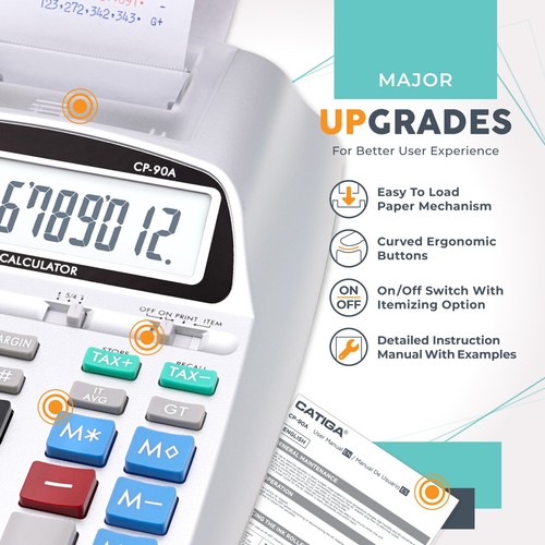 CATIGA New & Upgraded 2023 Printing Calculator Adding Machine 10 Key - Picture 22 of 41
