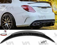 Mercedes C Class W205 PAINTED GLOSS BLACK PSM Style 4D Boot Spoiler Wing Trim 