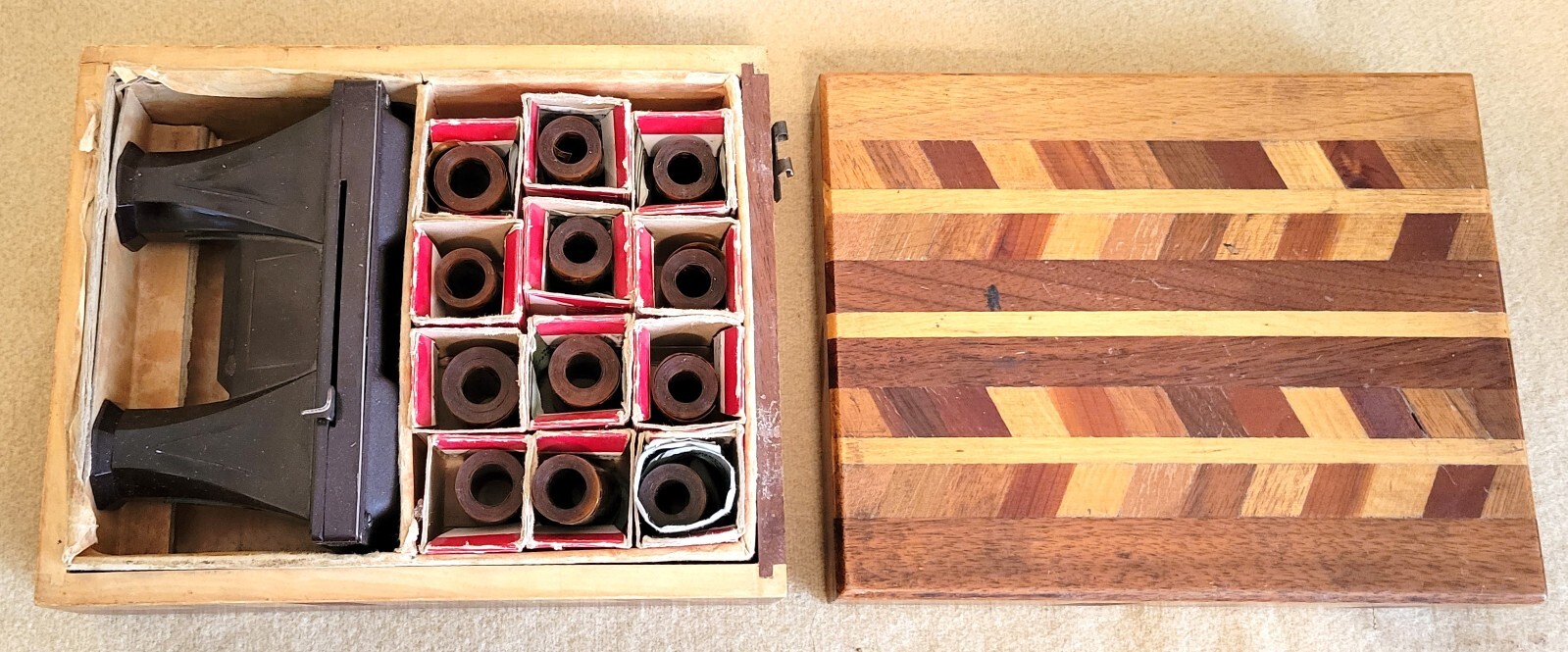 Vintage TruVue Film Strip Viewer With Wood Case and Rolls AminoTher