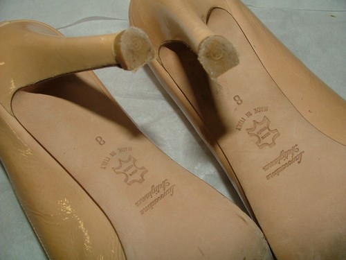 WOMENS BUTTER OPEN TOE HEELS SIZE 8 B BEIGE LEATHER MADE IN ITALY SOLID #475 - Picture 5 of 6