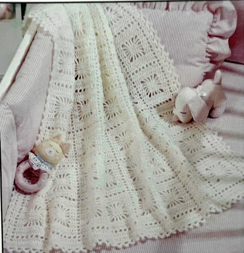 Snuggle-Up Baby Afghans Crochet Patterns Book Basketweave Shell Fisherman Ripple - Picture 8 of 16
