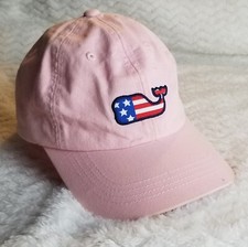 Vineyard Vines Ball Cap/ Hat Girls Pink Strapback Adj Whale Logo Baseball EUC