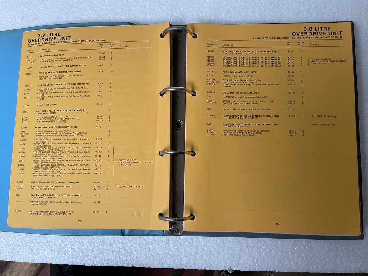 ORIGINAL 1972 JAGUAR MARK 2 3.4 & 3.8 & 340 SPARE PARTS CATALOGUE