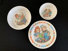 Vintage Oneida Ware Deluxe Raggedy Ann  Andy Melamine Bowl Plate Set
