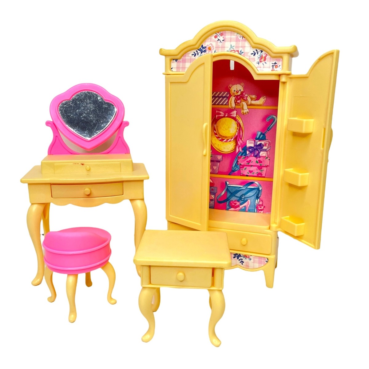 バービーいろいろセットbarbieヴィンテージ 家具 Vintage Barbie Folding Pretty House Bedroom Set Vanity Armoire