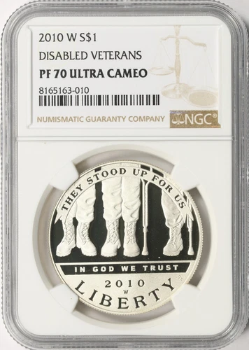 2010-W $1 Disabled Veterans Silver Dollar NGC PF70 Ultra Cameo