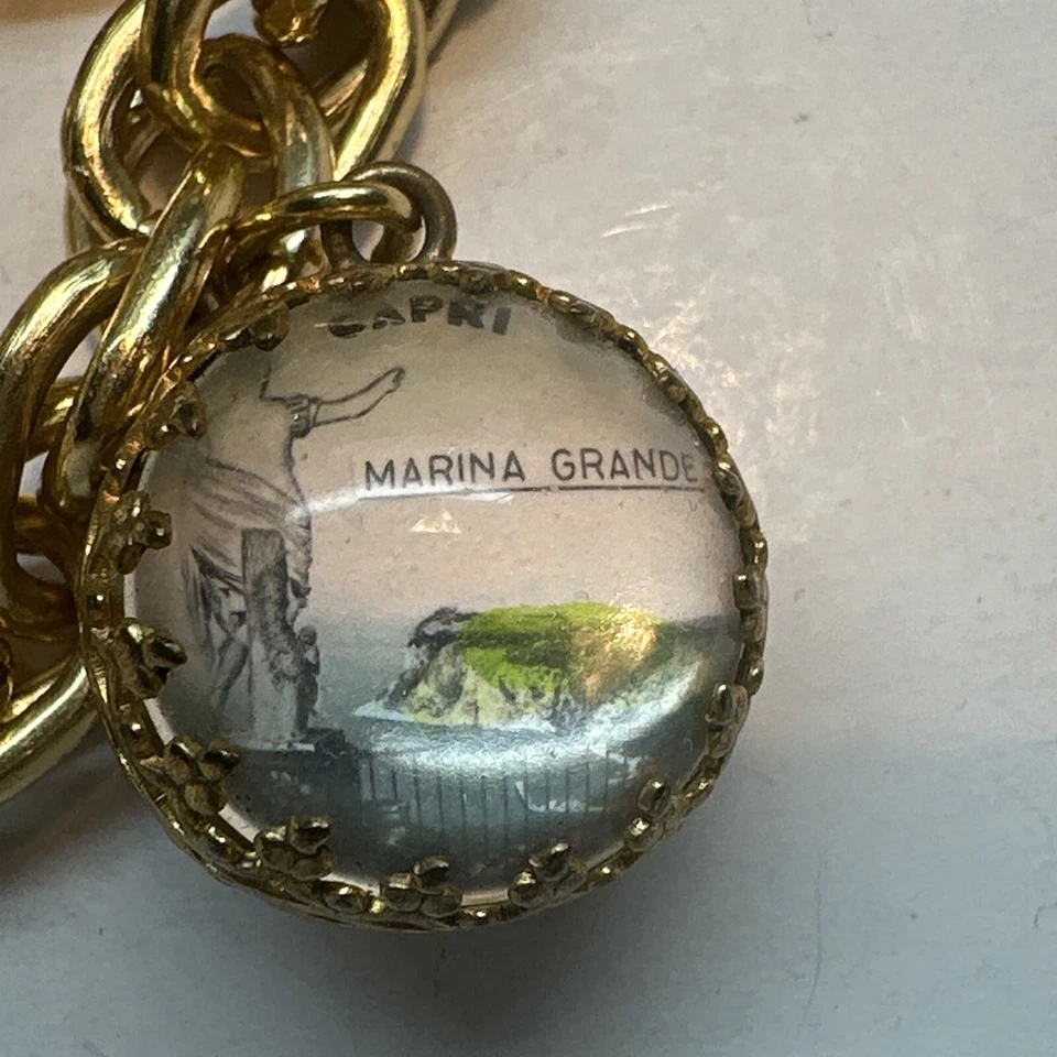 PULSERA VINTAGE CAPRI ITALIA RECUERDO ENCANTO ESFERA 4 FOTOS 1950 7" Foto 3 de 4