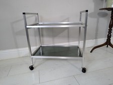 Aluminium Trolley Smoked Glass Console Table Trolley FREE Postage Available 