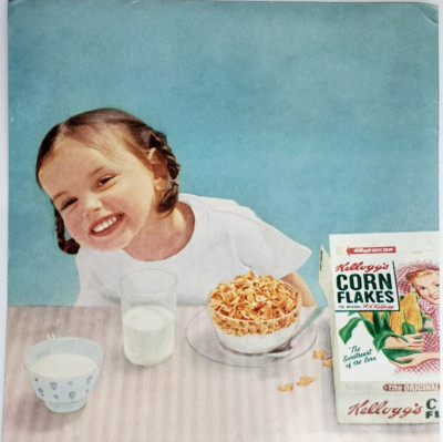 Too Late Daddy Girl Kelloggs Corn Flakes Cereal Vtg 1954 Ad Magazine Print