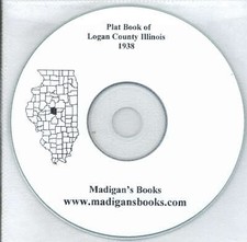 Logan Co Illinois IL 1938 Atlas plat book genealogy history land owners CD