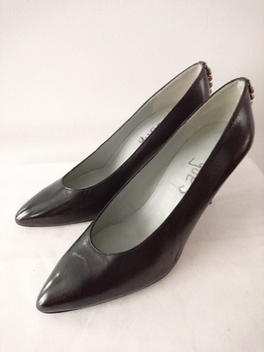 Escarpins "Noir" Années 1980 - Chaîne Or -- "YVES" -- T.39 - Foto 4 di 6