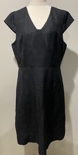David Lawrence Black Corporate Dress Size 14 Animal Print Zip Back